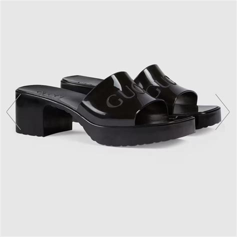 gucci jelly sandals black|authentic gucci sandals women.